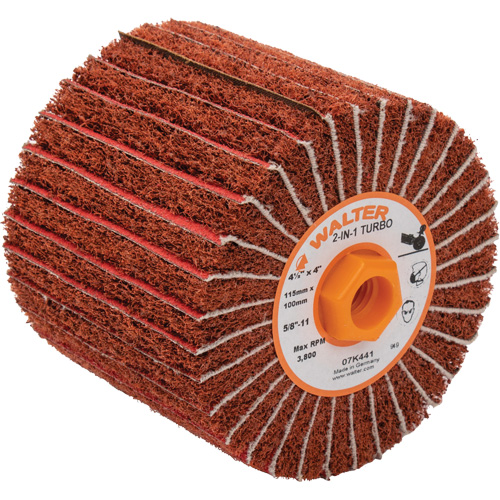 Tambours turbo Two-In-One, 4-1/2" dia. x 4" la, 5/8"-11 Arbre, Grain 60 Meunier Outillage Industriel