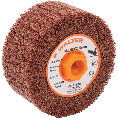 Tambour de conditionnement de surface Blendex ALLSTEEL, 4-1/4" dia. x 2" la, 5/8"-11 Arbre, Grain Cors&eacute; Meunier Outillage Industriel