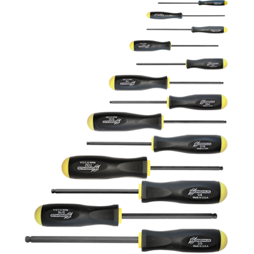 Ball Driver Screwdriver Sets - SAE, 13 Pcs. Meunier Outillage Industriel