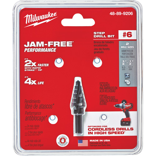 #6 Step Drill Bit, 3/8" - 1/2" , 1/16" Increments, High Speed Steel Meunier Outillage Industriel