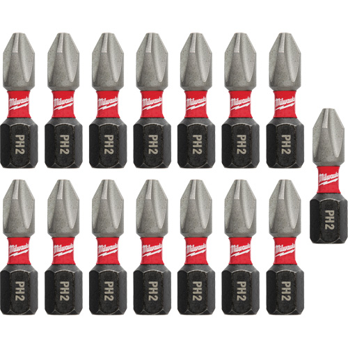 Forets &agrave; chocs Shockwave, Phillips, #2, Prise 1/4" Meunier Outillage Industriel