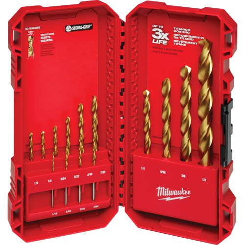 Jeu de forets &eacute;tag&eacute;s Thunderbolt, 14 morceaux, Acier rapide Meunier Outillage Industriel