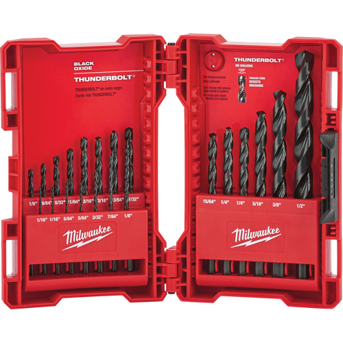 Thunderbolt&reg; Jobber Drill Bit Set, 21 Pieces, Alloy Steel Meunier Outillage Industriel