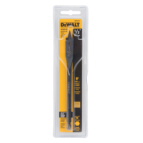 Spade Drill Bit, 1/2" Diameter, 1/2" Shank, 6" Length Meunier Outillage Industriel