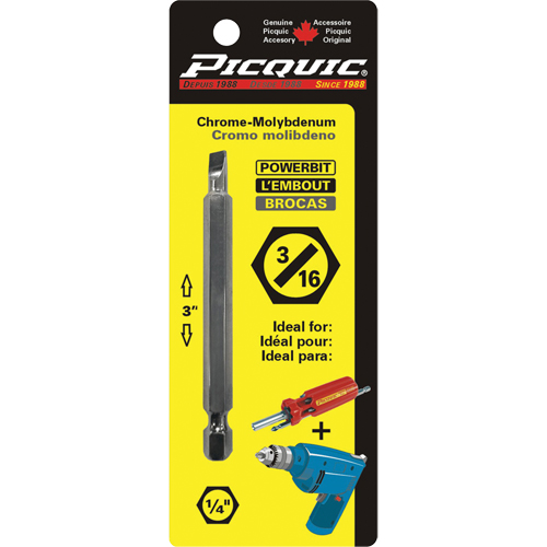 Embout, Fente, Embout 3/16", Prise 1/4", Longueur 3" Meunier Outillage Industriel