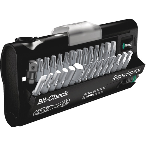 Bit Check 30 Zyklop mini 1/4 With  bits and adaptor, Hex/Phillips/Slot/Square/Torx&reg;/Torx&reg; Tamper, 1/4" Drive, 30 Pcs Meunier Outillage Industriel
