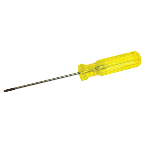 Tournevis &agrave; fente d'&eacute;lectricien, Tige de 1/8", Ronde, 7-1/4" lo, Prise en Plastique Meunier Outillage Industriel