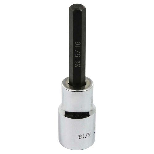 Bit Socket, Hex, 5/16" x 3-1/4" L, 1/2" Square Drive Drive Meunier Outillage Industriel