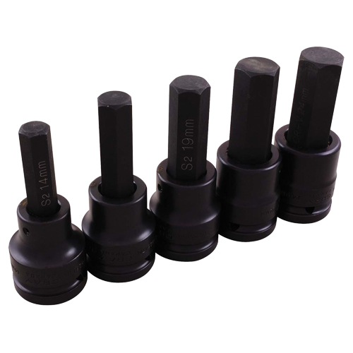 Jeu de douilles pour cl&eacute; &agrave; chocs, Hexagonale, Prise 3/4", 5 mrcx Meunier Outillage Industriel