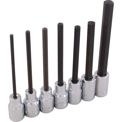 Jeu de douilles &agrave; t&ecirc;te hexagonale, Hexagonale, Prise 3/8", 7 mrcx Meunier Outillage Industriel
