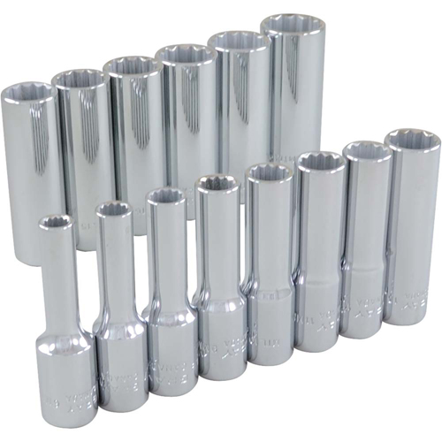 Jeu de douilles, 14 Mcx, Prise de 3/8", Profond Meunier Outillage Industriel