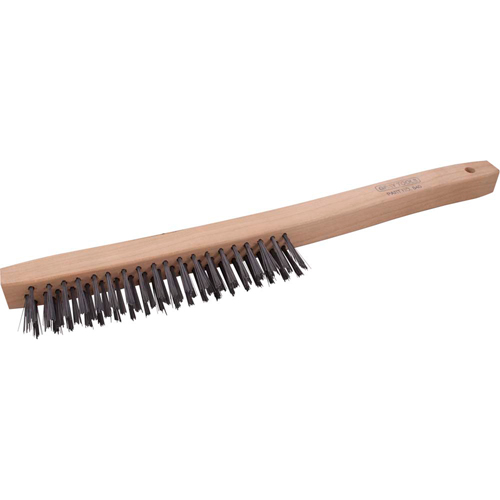 Brosse &agrave; r&eacute;curer industrielle &agrave; manche long, Acier, 3 x 19 rangs de fils, Longueur 14" Meunier Outillage Industriel