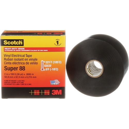 Scotch&reg; Super 88 Professional Electrical Tape, 51 mm (2") x 33 m (108'), Black, 8.5 mils Meunier Outillage Industriel