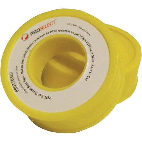 Gas & Oil PTFE Pipe Thread Tape, 12.7 mm (1/2") x 6.6 m (21.67'), Yellow Meunier Outillage Industriel