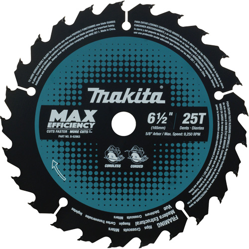Max-Efficiency Circular Saw Blade, 6-1/2", 25 Teeth, Laminate/Wood Use Meunier Outillage Industriel