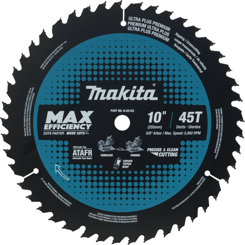Mitre Saw Blade, 10", 45 Teeth, Wood Use Meunier Outillage Industriel