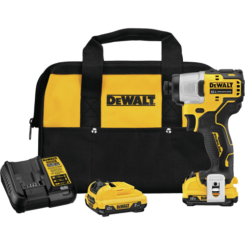 Ensemble de tournevis &agrave; percussion avec moteur sans balai Xtreme, 1/4", 1450 lb-po Couple max., 12 V, Lithium-ion Meunier Outillage Industriel