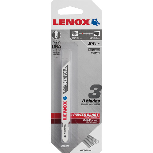 Metal Cutting Jigsaw Blade, Bi-Metal, T-Shank, 3-5/8" L, 6 TPI Meunier Outillage Industriel