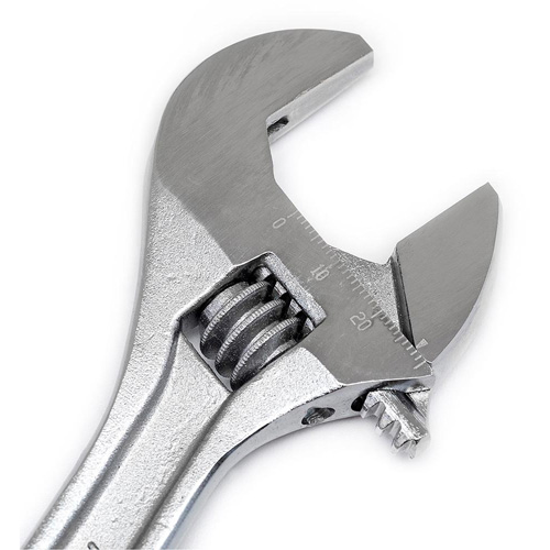Adjustable Wrench - Bagged, 8" L, 1-1/8"/29 mm Max Width, Chrome Meunier Outillage Industriel