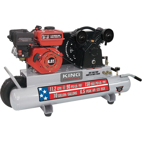 Wheelbarrow Air Compressor, Gas, 10 Gal. (12 US Gal), 150 PSI Meunier Outillage Industriel