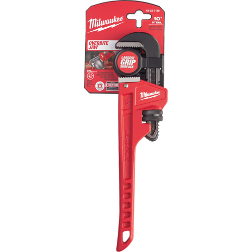 Cl&eacute; &agrave; tuyau, Cap des m&acirc;choires 1-1/2", Longueur 10", Fini Rev&ecirc;tement en poudre, Prise Ergonomique Meunier Outillage Industriel