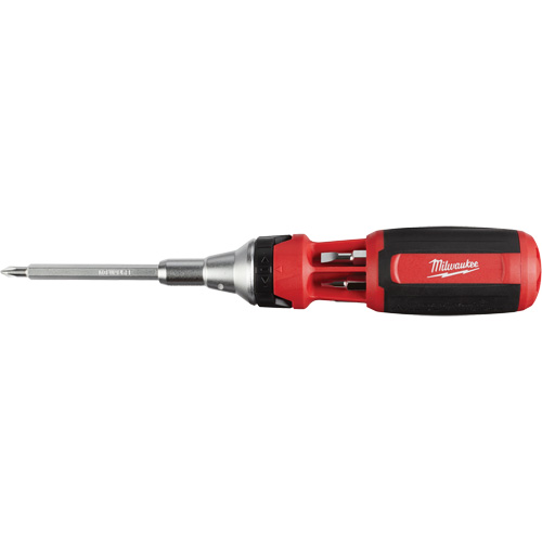 9-in-1 Square Drive Ratcheting Multi-bit Driver, 9-1/10" L, Cushion Grip Handle Meunier Outillage Industriel