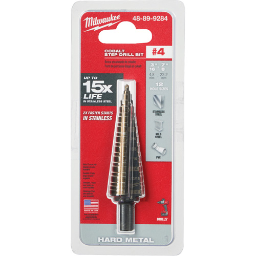 Foret &eacute;tag&eacute;, 3/16"/#4 - #4/7/8", Incr&eacute;ments de 1/32", Acier rapide au cobalt Meunier Outillage Industriel
