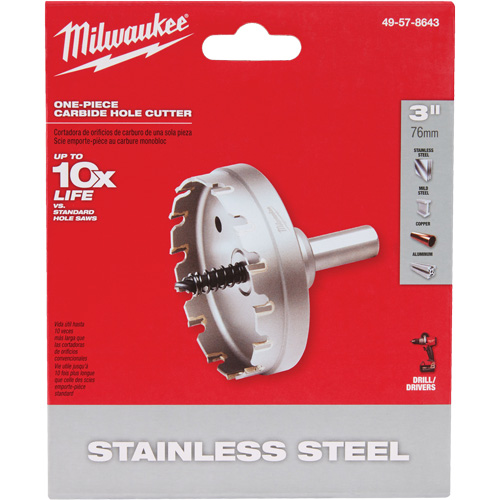 One-Piece Carbide Hole Cutters, 3", 3/16" Depth of Cut Meunier Outillage Industriel