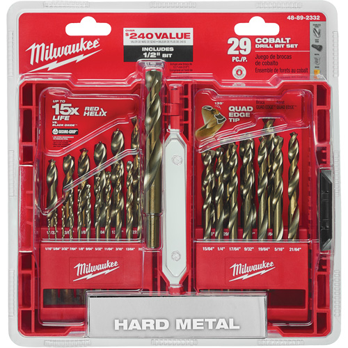 Red Helix Drill Bit Set, 29 Pieces, Cobalt Meunier Outillage Industriel