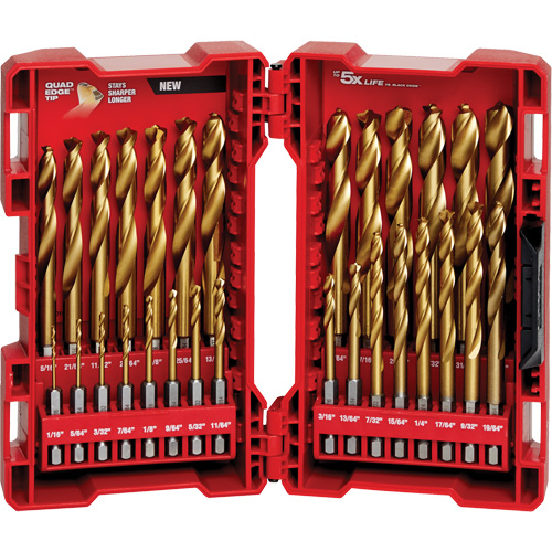 Shockwave Red Helix Drill Bit Set, 29 Pieces, Titanium Meunier Outillage Industriel