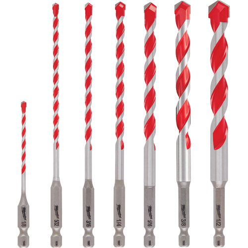 Large Shockwave Hammer Drill Bit Kit, 7 Pieces, Carbide Meunier Outillage Industriel