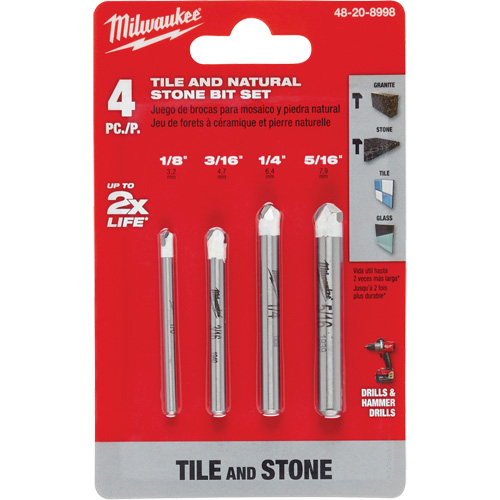 Natural Stone Bit Set, 4 Pieces, Carbide Meunier Outillage Industriel