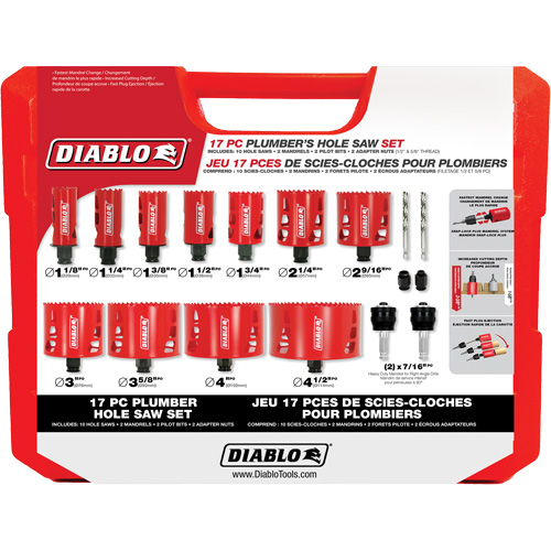 Plumber's Bi-Metal Hole Saw Set, 17 Pieces Meunier Outillage Industriel