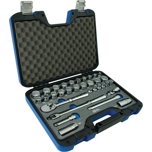 Jeu d'Accessoires pour douilles SAE & m&eacute;triques &agrave; 12 pans, 33 Mcx, Prise de 3/8" Meunier Outillage Industriel