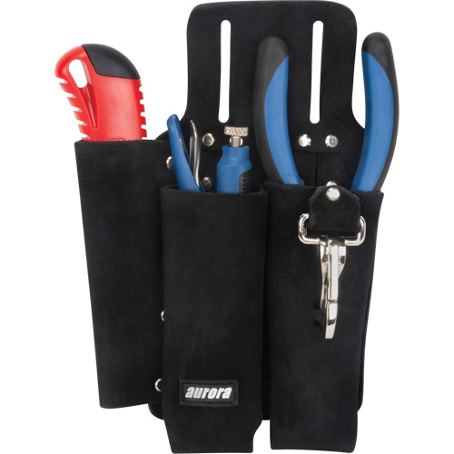 Porte-outils pour monteur de ligne, Porte-outil multiple, Cuir, 3 Poches Meunier Outillage Industriel
