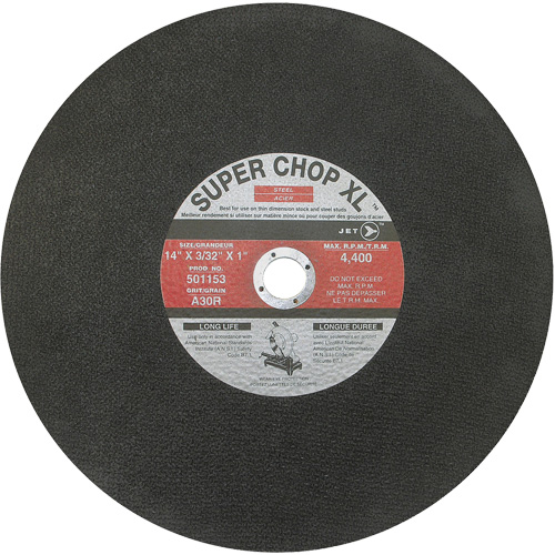A30R Super Chop Stud-Cutting Cut-Off Wheel, 14" x 3/32", 1" Arbor, Type 1, 4400 RPM Meunier Outillage Industriel