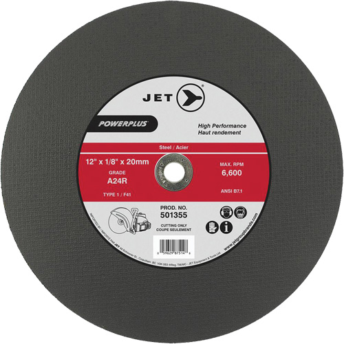 Meule &agrave; tronçonner PowerPlus A24R, 14" x 1/8", Arbre de 20 mm, Type 1, 5500 Tr/min Meunier Outillage Industriel