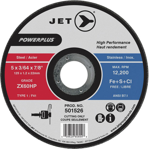 ZX46HP PowerPlus Cut-Off Wheel, 7" x 1/16", 7/8" Arbor, Type 1, 8500 RPM Meunier Outillage Industriel