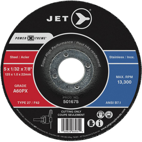 A60PX Power-Xtreme Cut-Off Wheel, 6" x 3/64", 7/8" Arbor, Type 27, 10200 RPM Meunier Outillage Industriel
