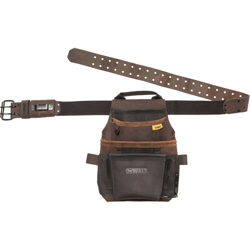 Tool Pouch & Belt, Multiple Tool Holder, Leather, 12 Pockets Meunier Outillage Industriel