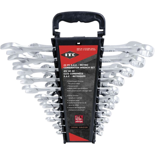 ICW-22SM Wrench Set, Combination, 22 Pieces, Imperial and Metric Meunier Outillage Industriel