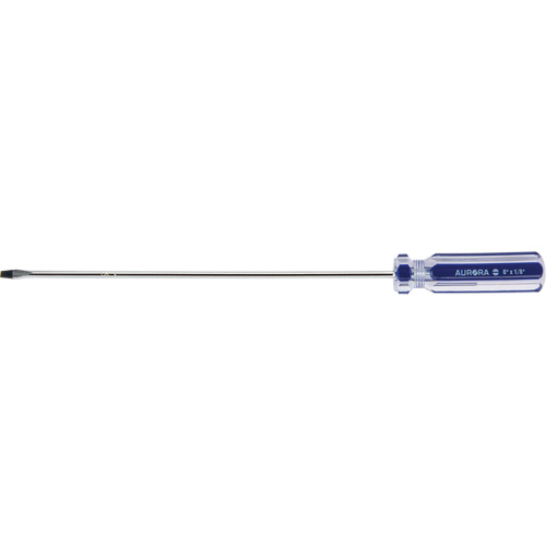 Tournevis &agrave; fente bleu transparent avec bandes, Tige de 1/8", Ronde, Prise en Plastique Meunier Outillage Industriel