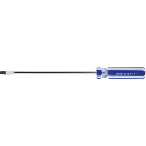 Tournevis &agrave; fente bleu transparent avec bandes, Tige de 3/16", Ronde, Prise en Plastique Meunier Outillage Industriel