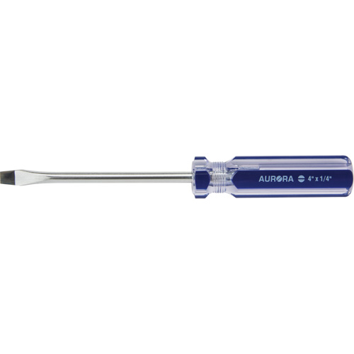 Blue Transparent Striped Slotted Screwdriver, 1/4" Tip, Round, Plastic Handle Meunier Outillage Industriel