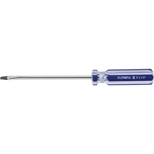 Tournevis &agrave; fente bleu transparent avec bandes, Tige de 1/4", Ronde, Prise en Plastique Meunier Outillage Industriel