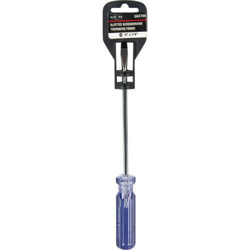 Blue Transparent Striped Slotted Screwdriver, 1/4" Tip, Round, Plastic Handle Meunier Outillage Industriel