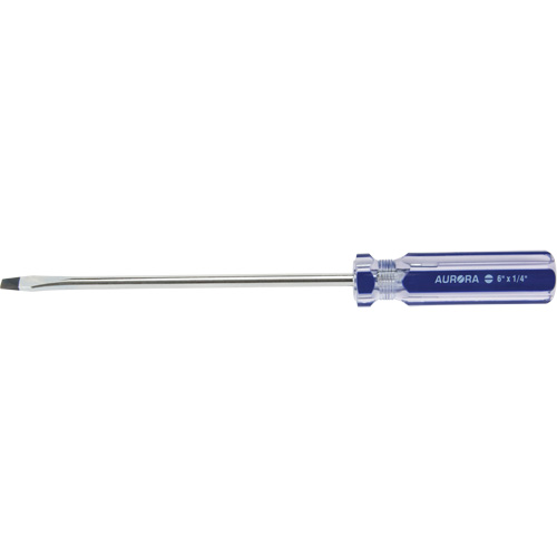 Blue Transparent Striped Slotted Screwdriver, 1/4" Tip, Round, Plastic Handle Meunier Outillage Industriel
