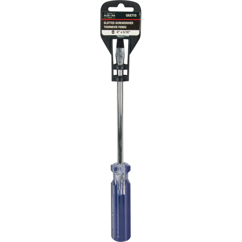 Tournevis &agrave; fente bleu transparent avec bandes, Tige de 5/16", Ronde, Prise en Plastique Meunier Outillage Industriel
