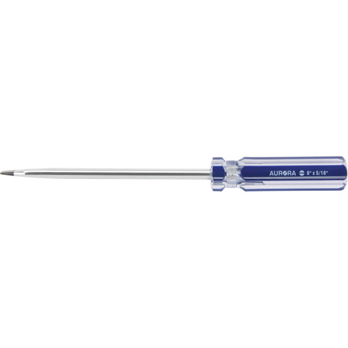Tournevis &agrave; fente bleu transparent avec bandes, Tige de 5/16", Ronde, Prise en Plastique Meunier Outillage Industriel