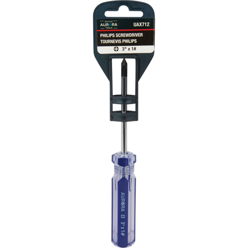 Blue Transparent Striped Philips Screwdriver, #1, Plastic Handle Meunier Outillage Industriel